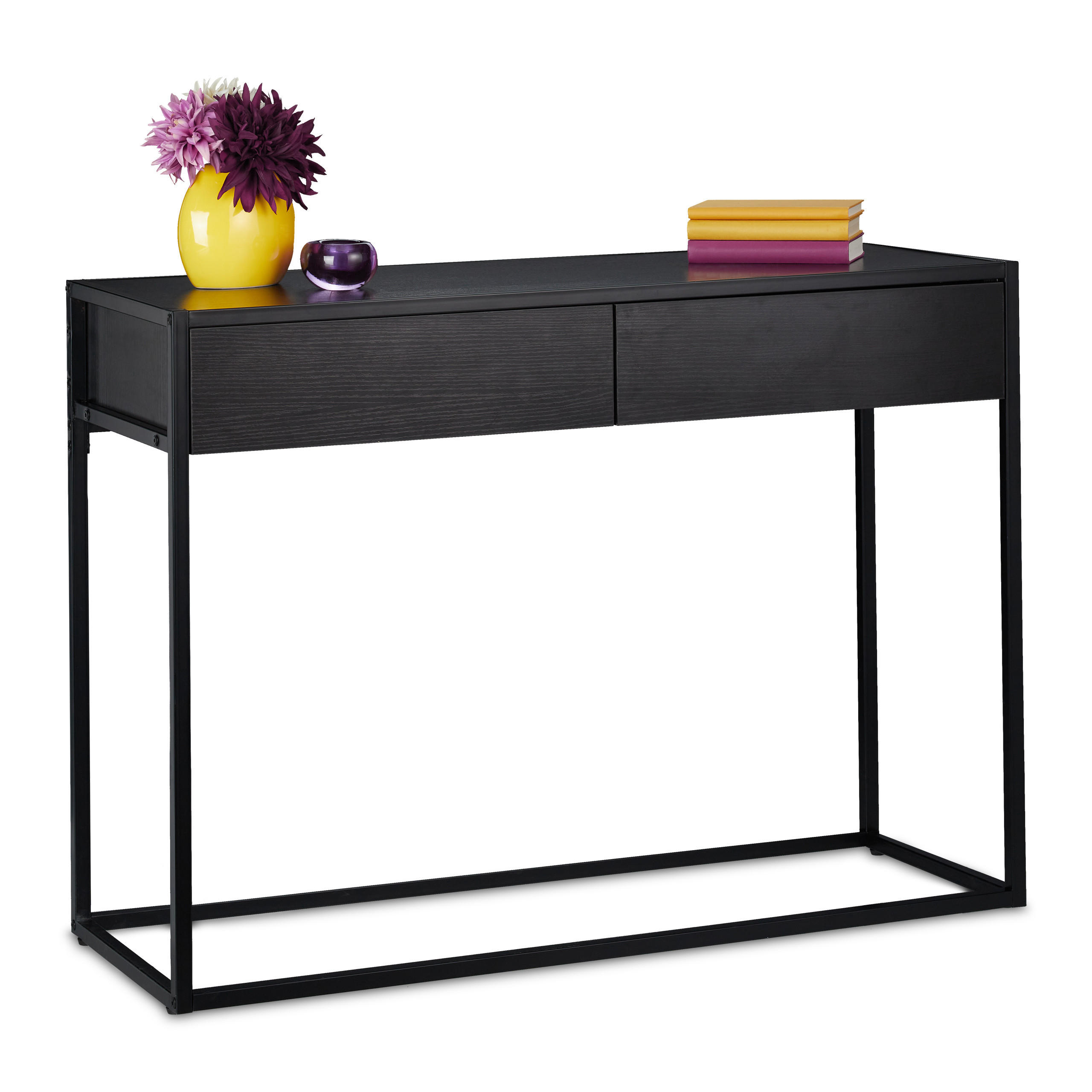 KONSOLENTISCH - Schwarz, Holzwerkstoff/Metall (40/110/80.5cm) - Relaxdays