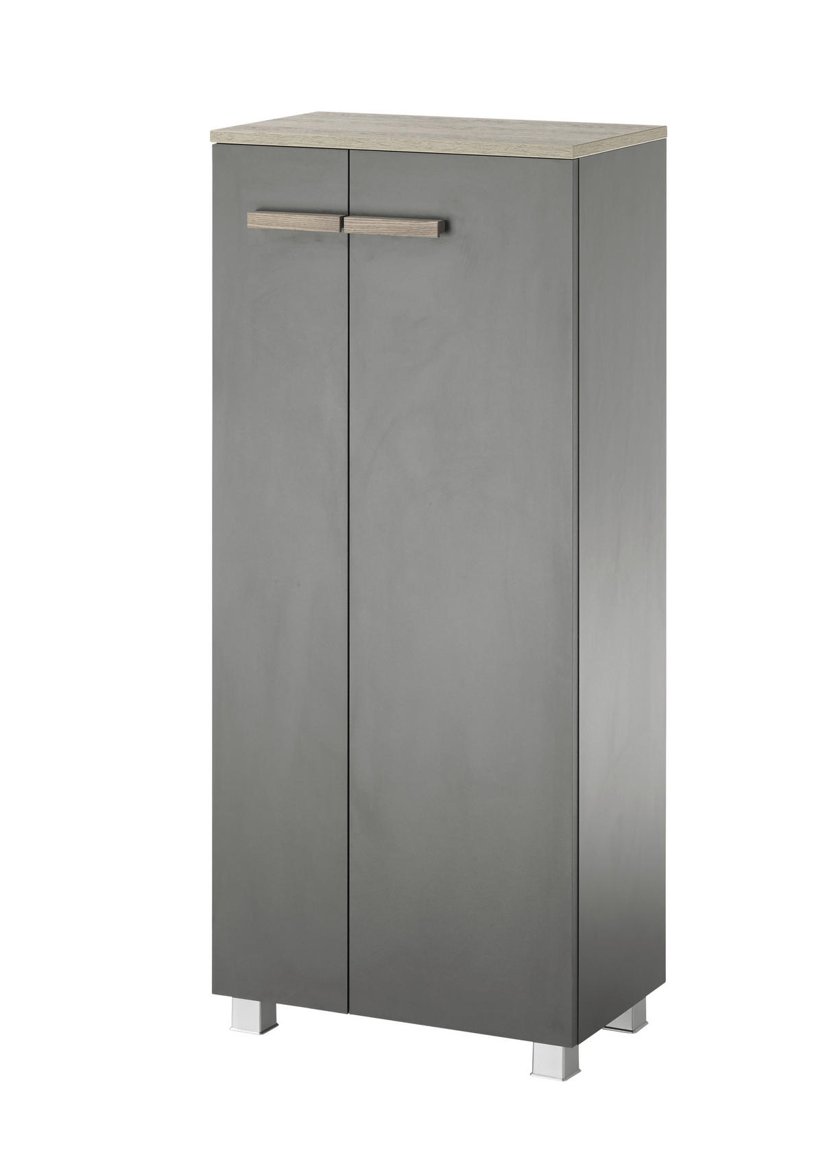 HOCHSCHRANK S12 Anthrazit Matt & Eiche Dekor 51/115/30 cm - Grau, Holzwerkstoff (51/115/30cm) - Livojo