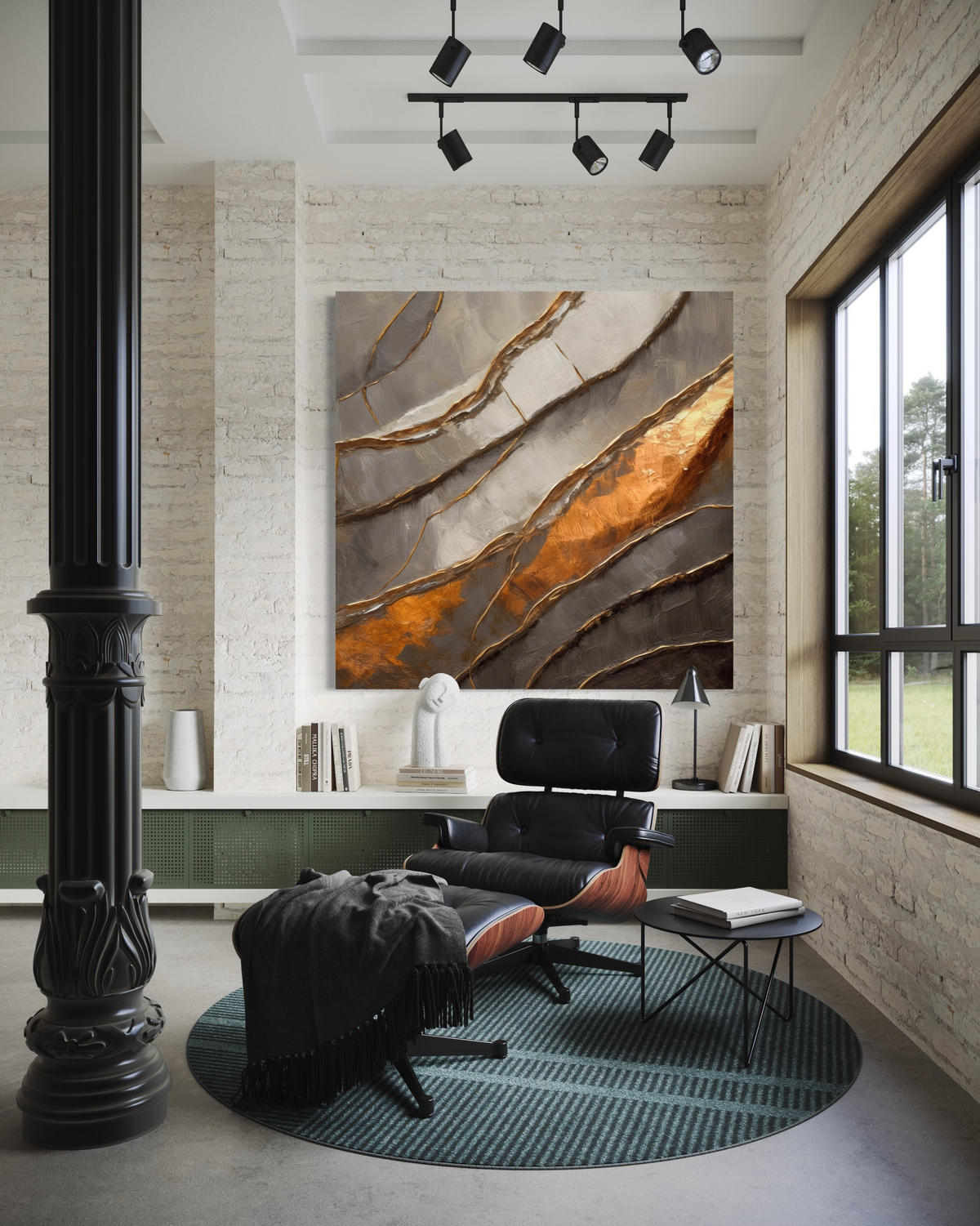 WANDBILD textur abstraktion stein - Grau, Textil (50/50cm) - Feeby