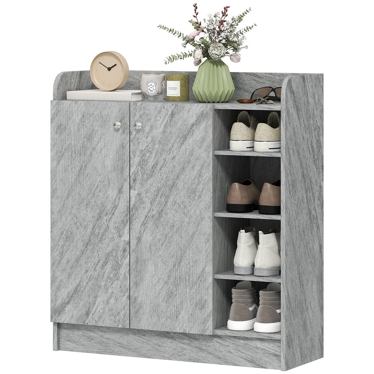 SCHUHSCHRANK DE-15036 12 Paar Schuhe - Grau, Holzwerkstoff (83/90/30cm) - ComfortXL