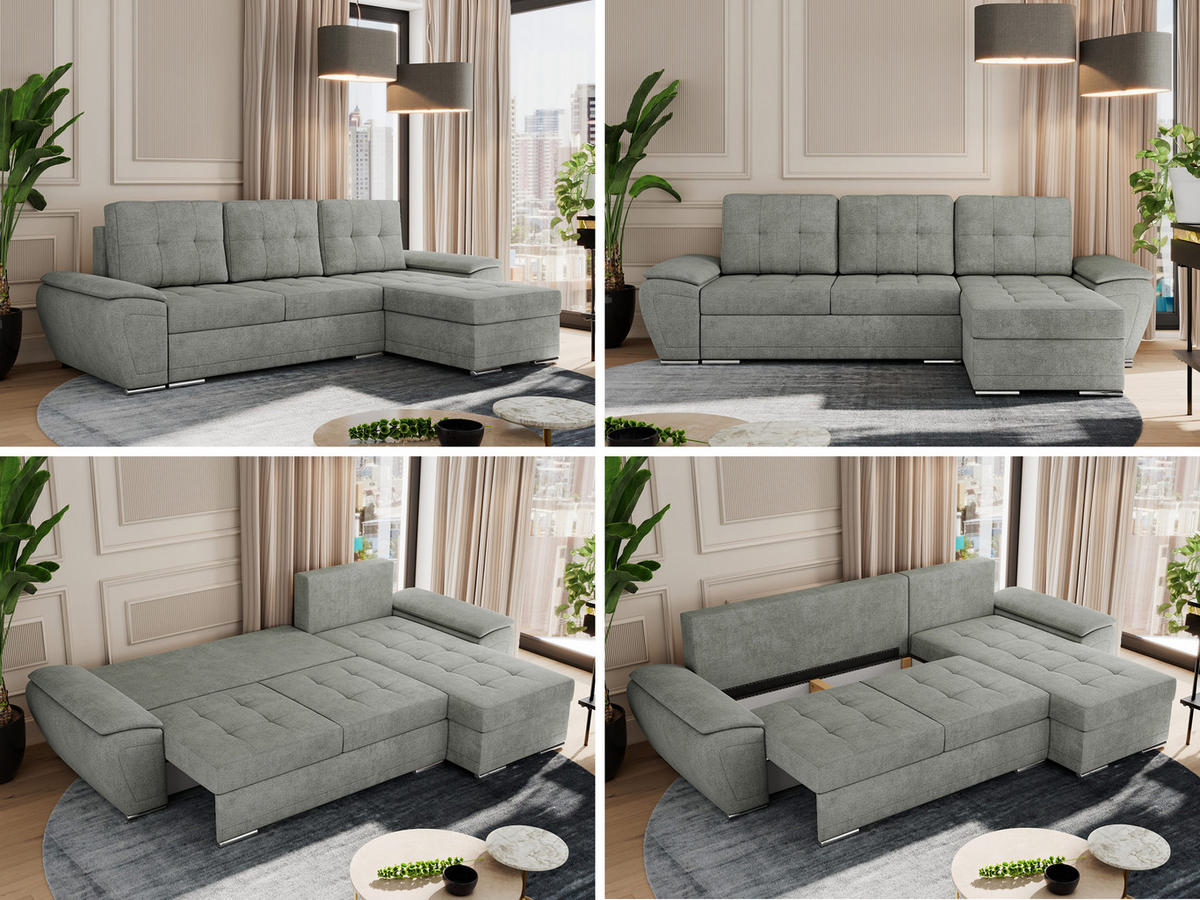 ECKSOFA UMBRIA L Grau Stukture - Grau, Textil (271/157cm) - MKS