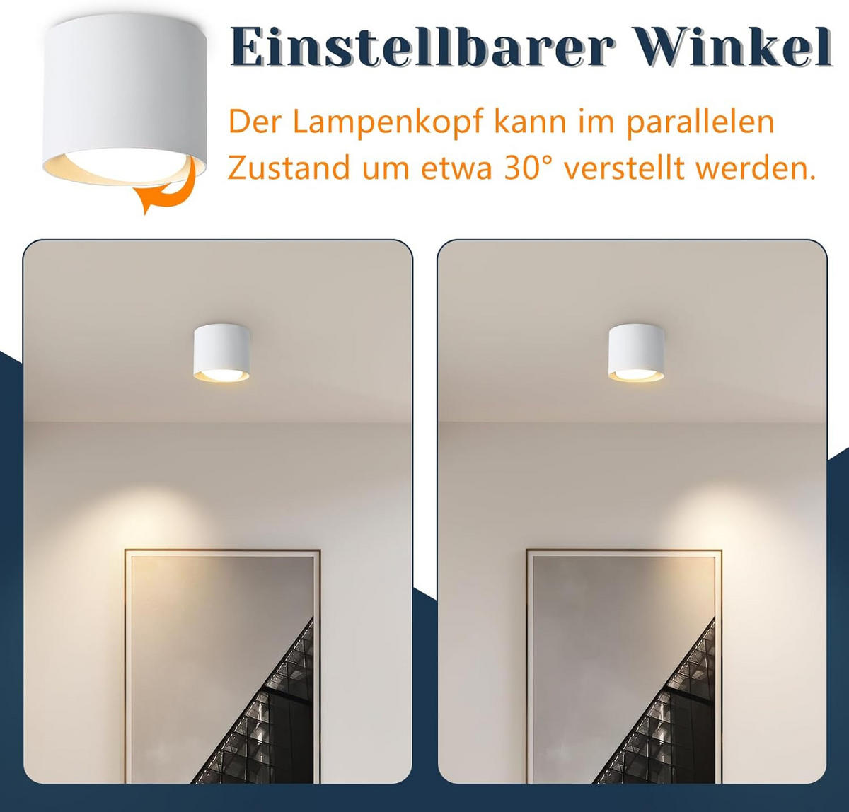 DECKENSTRAHLER Lichtmar 10/8/10 cm - Schwarz, Metall (10/10/8cm) - ZMH