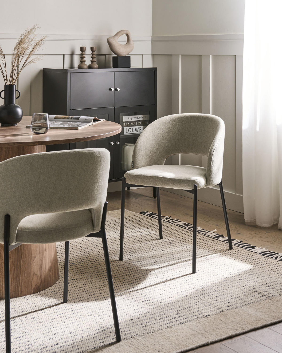 ESSZIMMERSTUHL 2er-Set Beige Penny - Sandfarben/Schwarz, Textil (46/76/50cm) - Beliani