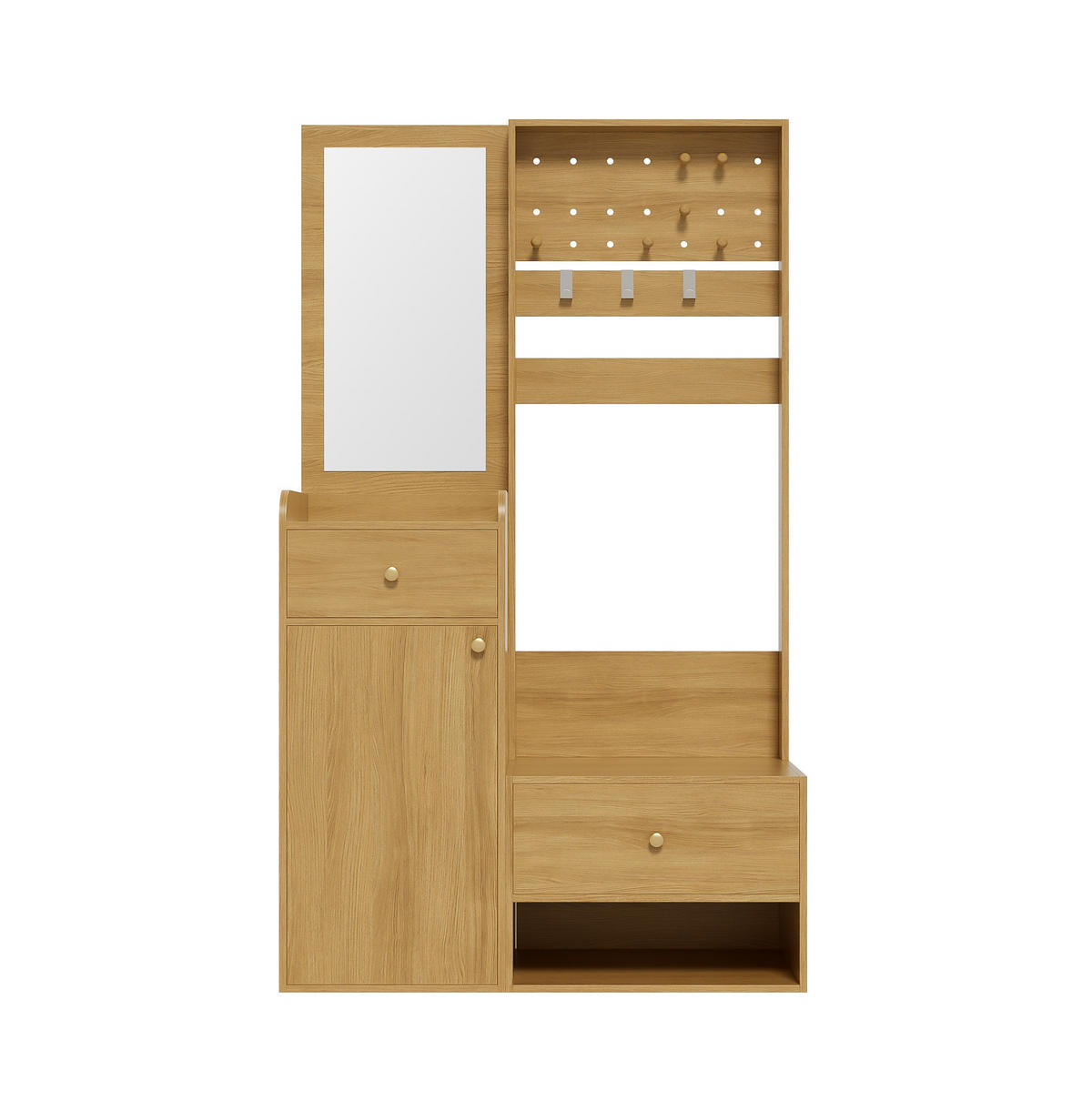 GARDEROBE mit Spiegel 105 x 38 x 180 cm Holzfarben - Braun, Holzwerkstoff (38/180/105cm) - Beauniv