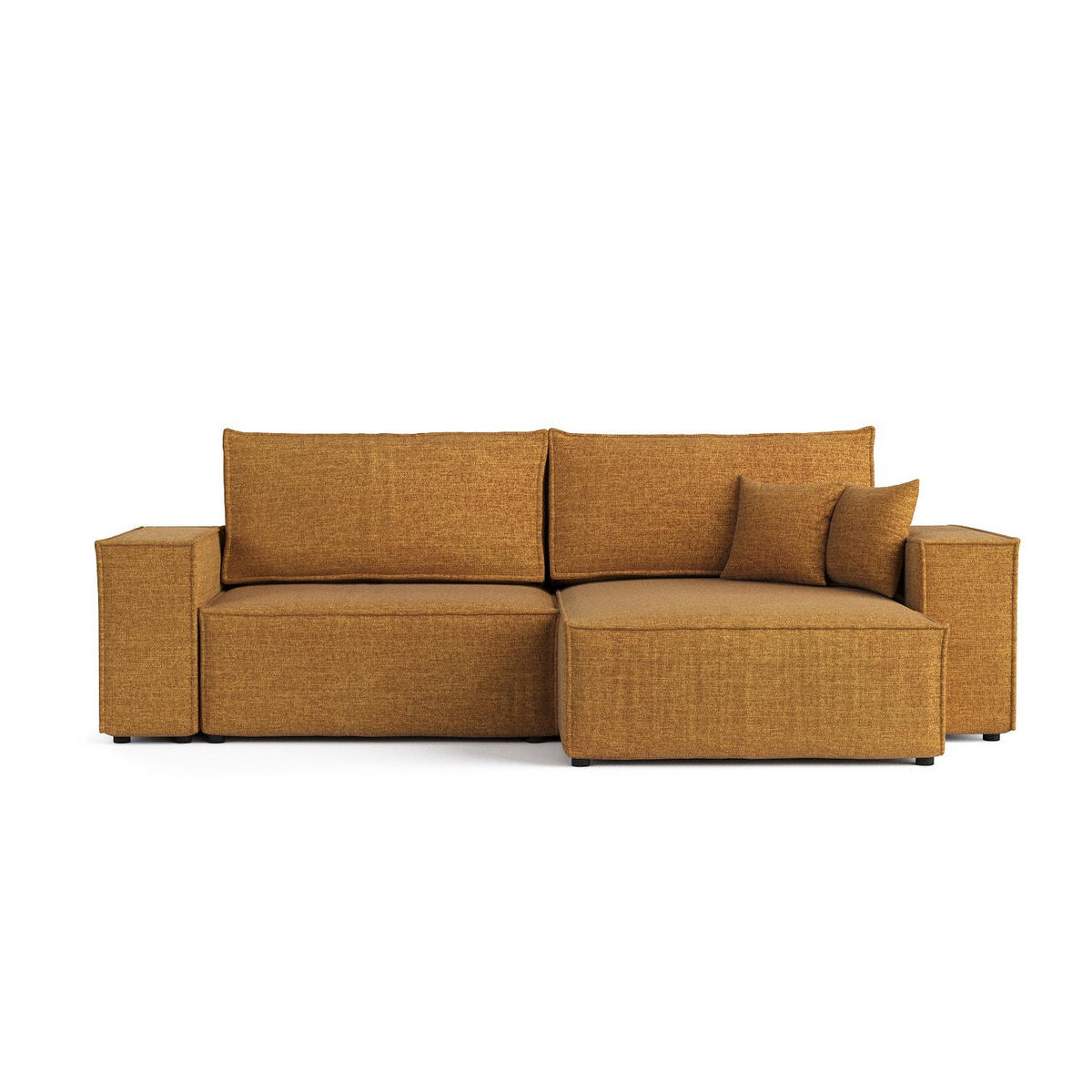 ROHOVÁ SEDAČKA CAVO, textil, Medově žlutá - černá/med, dřevo/kompozitní dřevo (255/148cm) - AltaBeds
