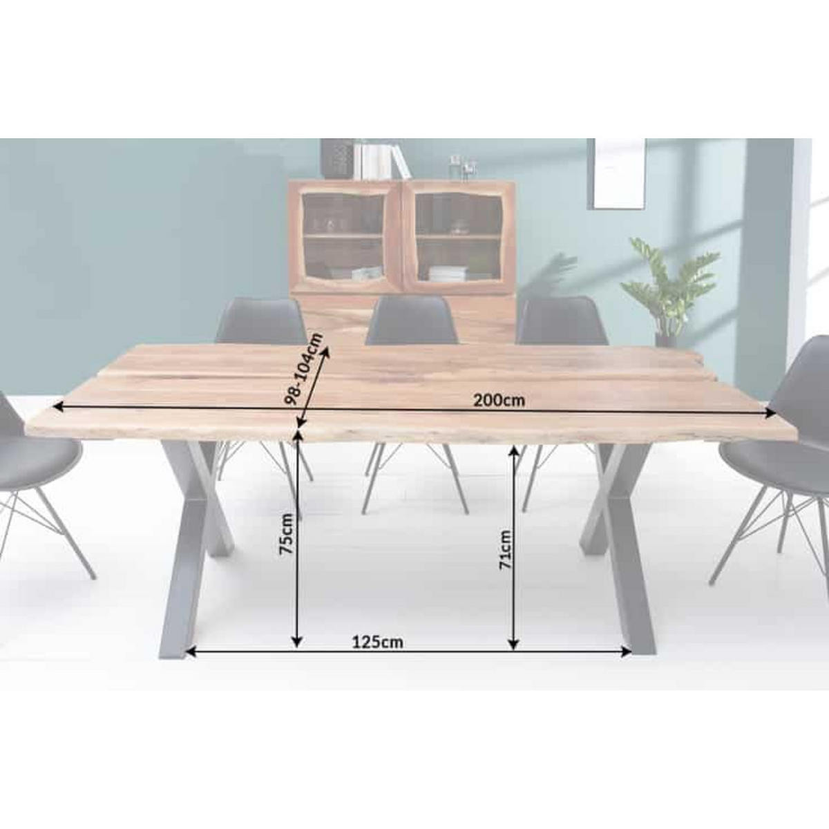 ESSTISCH AMAZONAS Akazie Natur 200cm - Schwarz/Braun, Holz/Metall (98/200/75cm) - riess-ambiente