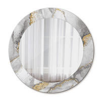 SPIEGEL Ø60 cm Rund mit Aufdruck - Goldfarben/Hellgrau, Glas (60/60/0.4cm) - TULUP