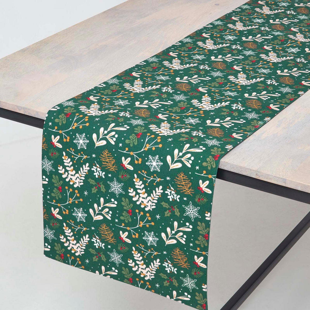 TISCHLÄUFER Weihnachten – Weihnachtswald grün, 35/250 cm, 100% Baumwolle - Grün, Textil (35/250cm) - Homescapes