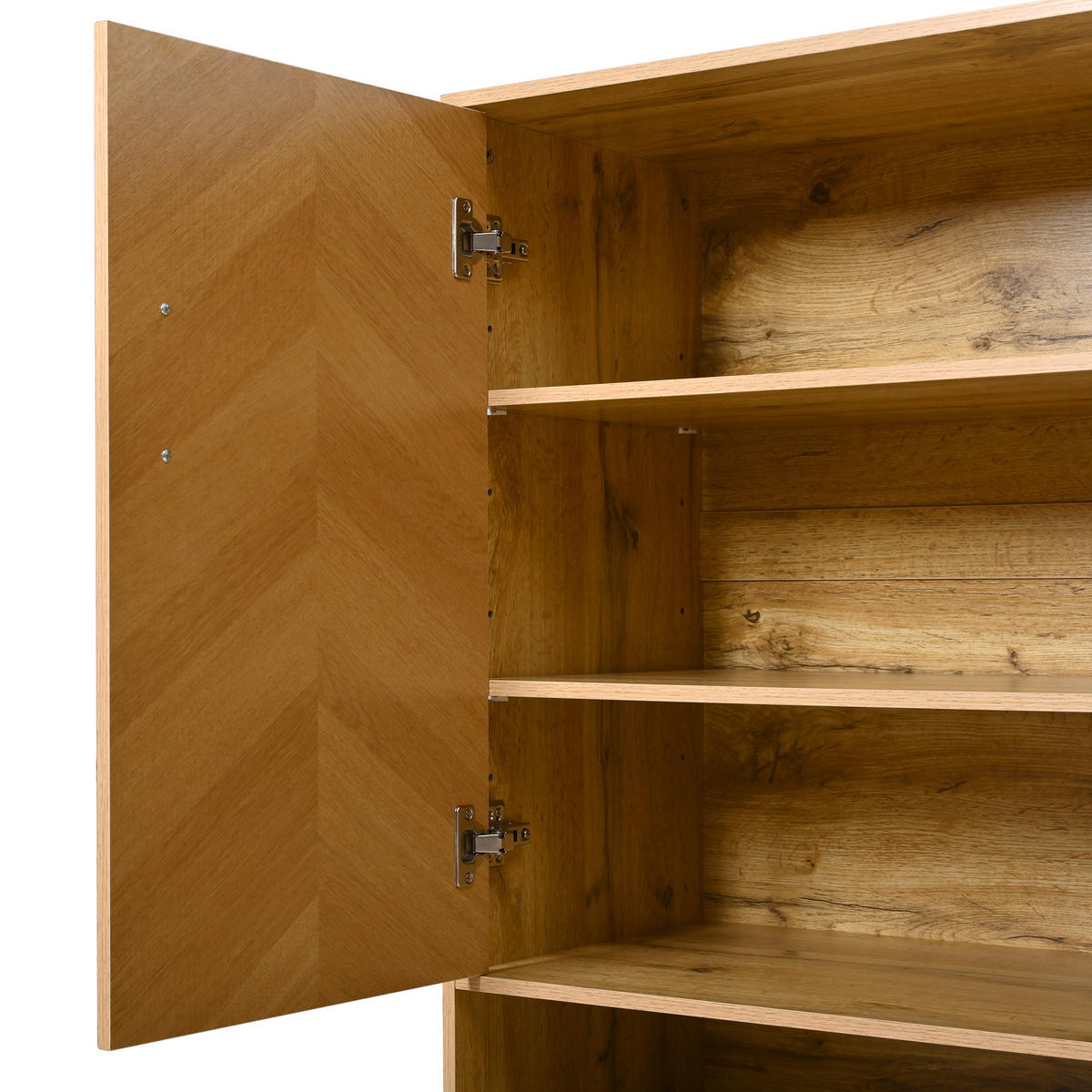 SCHUHSCHRANK aus MDF 80x38x100cm in Natur mit Soft-Close - Naturfarben, Holzwerkstoff (80/100/38cm) - Modfu