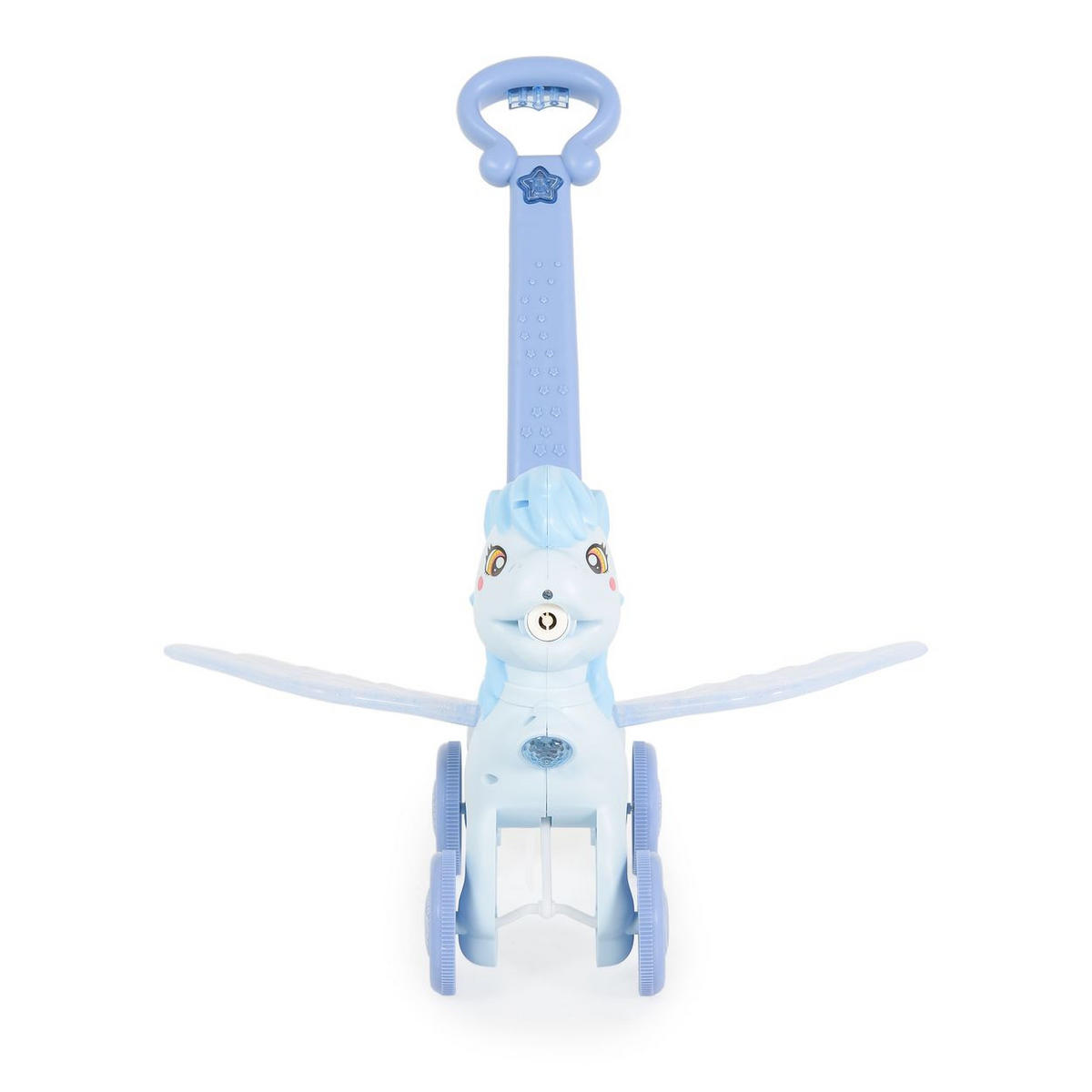 SPIELZEUG Schiebespielzeug Pony Wings blau 40 cm Höhe, Seifenblasen, bewegliche Flügel, Musik, Lichtfunktion - Blau, Kunststoff (39/40/35cm) - Moni