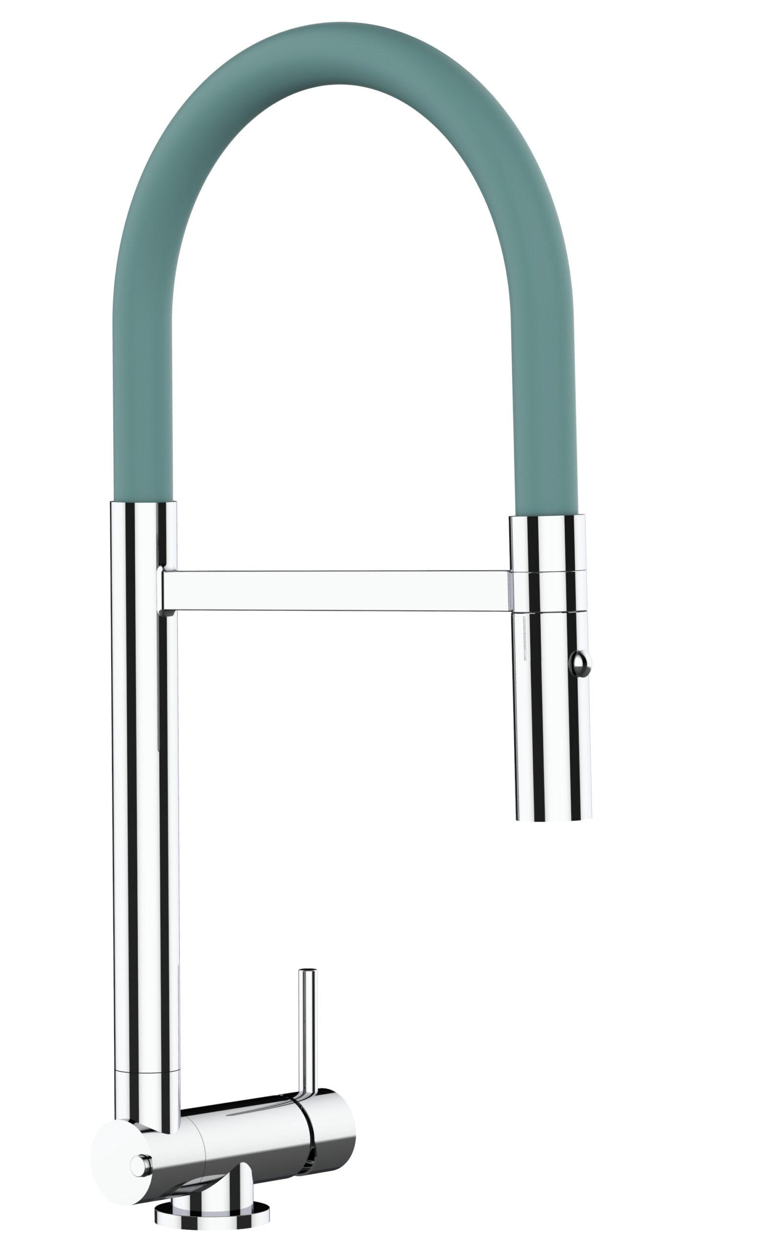 VORFENSTER-KÜCHENARMATUR, Umklappbar 4,5 CM, Verchromt und Türkis, 2-Strahl-Brause - Türkis, Metall (21.3/44.4/21.3cm) - VIZIO