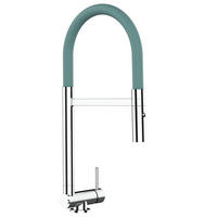 VORFENSTER-KÜCHENARMATUR, Umklappbar 4,5 CM, Verchromt und Türkis, 2-Strahl-Brause - Türkis, Metall (21.3/44.4/21.3cm) - VIZIO