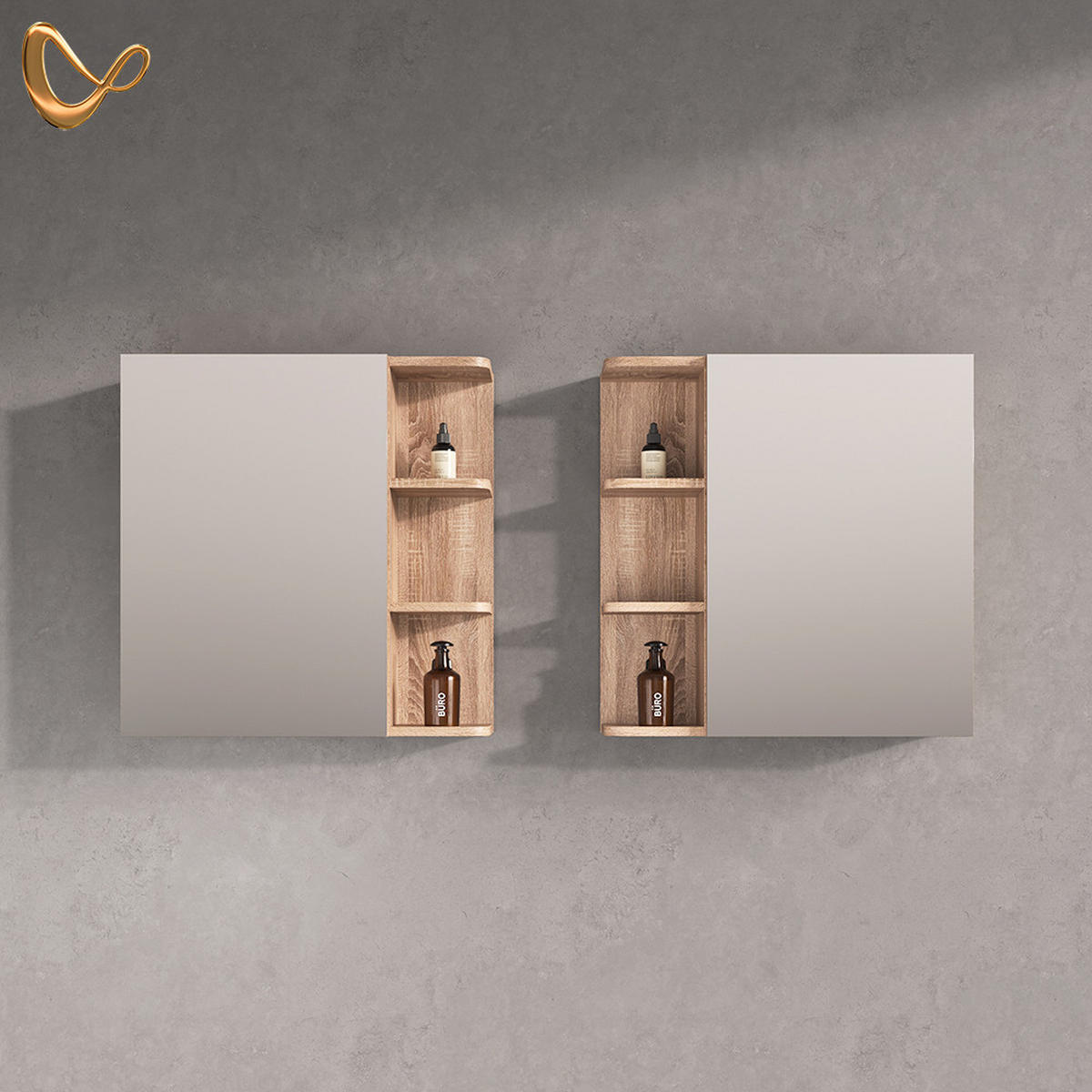 SPIEGELSCHRANK Fucino Sonoma 62 x 64 cm - Sonoma Eiche, Holzwerkstoff (62/64/20.8cm) - Livinity®