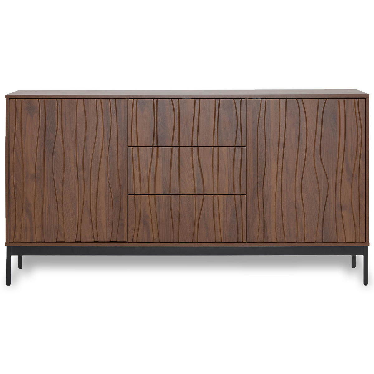 PŘÍBORNÍK z MDF a PB 150x40x80 cm tmavě hnědý s nastavitelnými policemi a drážkovaným dekorem - přírodní, kompozitní dřevo (150/80/40cm) - Modfu