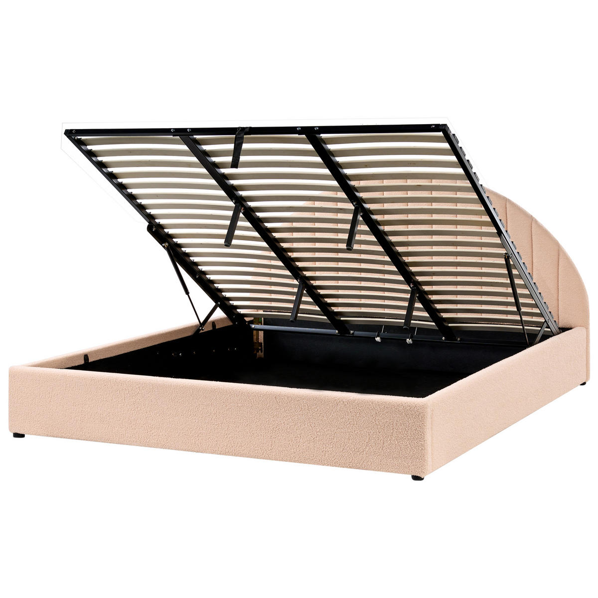 BETT mit Stauraum 180/200 cm Pfirsichrosa Chadenet - Pink, Textil (180/200cm) - Beliani