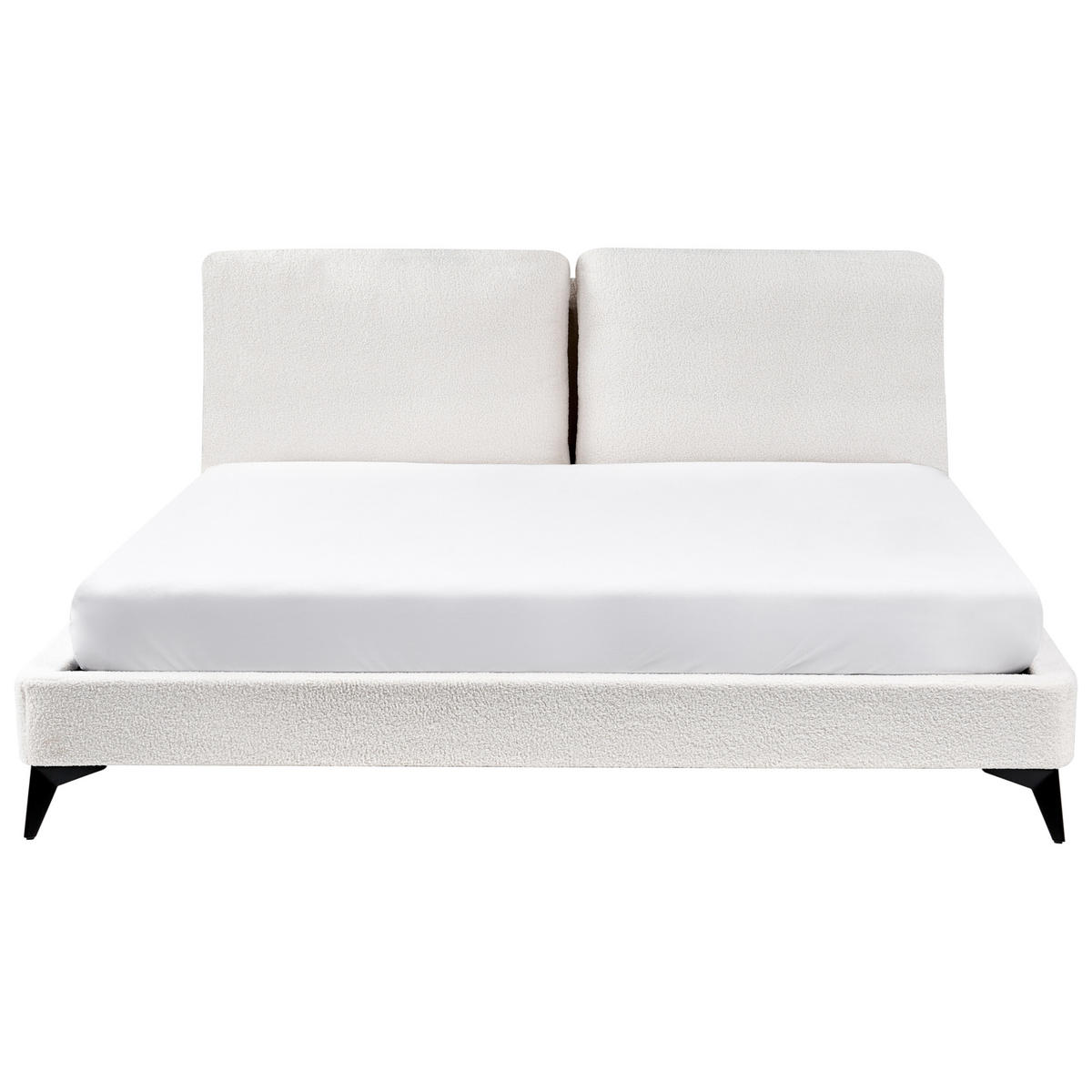 POLSTERBETT mit Lattenrost 180x200 cm Weiß Melle - Creme, Textil (180/200cm) - Beliani