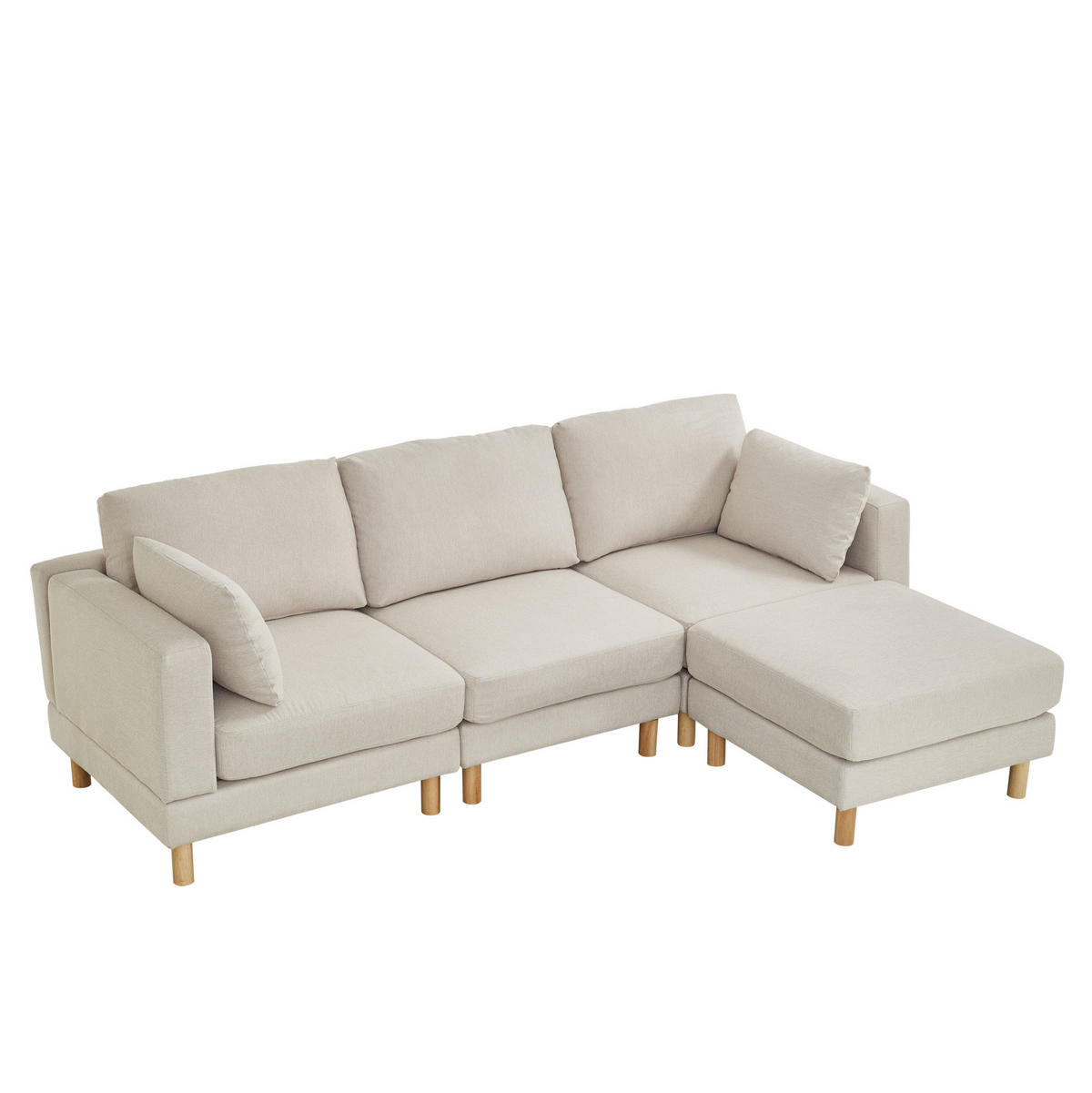 ECKSOFA 235/152/78 cm mit Hocker und flexibel montierbarer Chaiselongue, skandinavisches Design, Beige - Beige, Kunststoff (235/152cm) - Redom