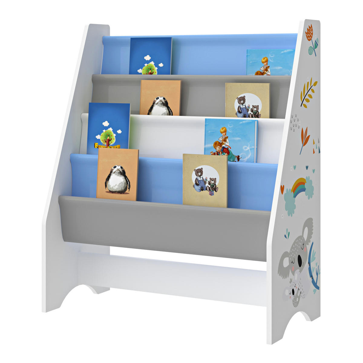 KINDERREGAL Fisterra - Blau/Weiß, Holzwerkstoff/Textil (62/74/29cm) - [en.casa]