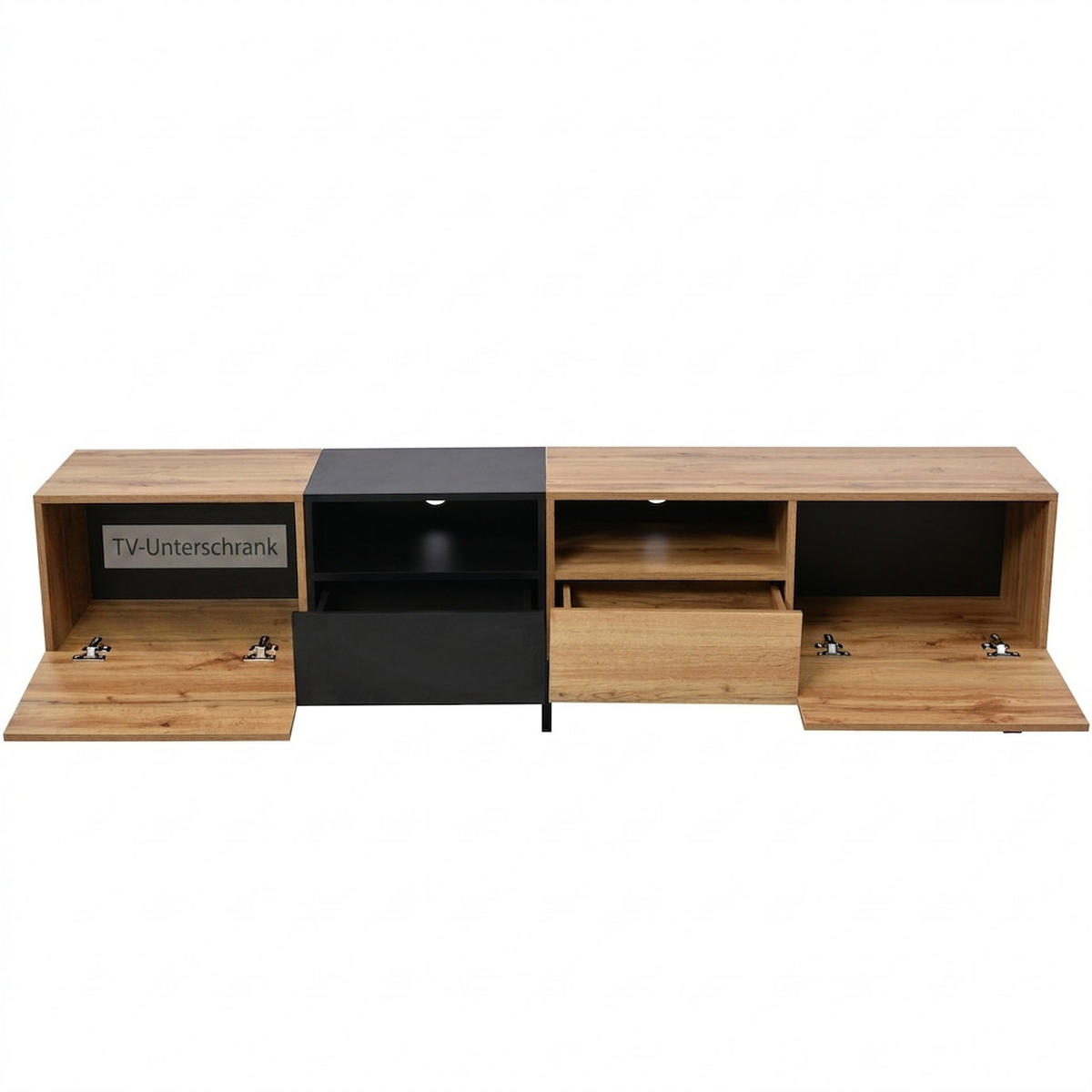 TV-SCHRANK 190/38/48 cm Naturholz mit 1 Schublade und 2 Türen - Naturfarben, Holzwerkstoff (190/48/38cm) - Oxeza