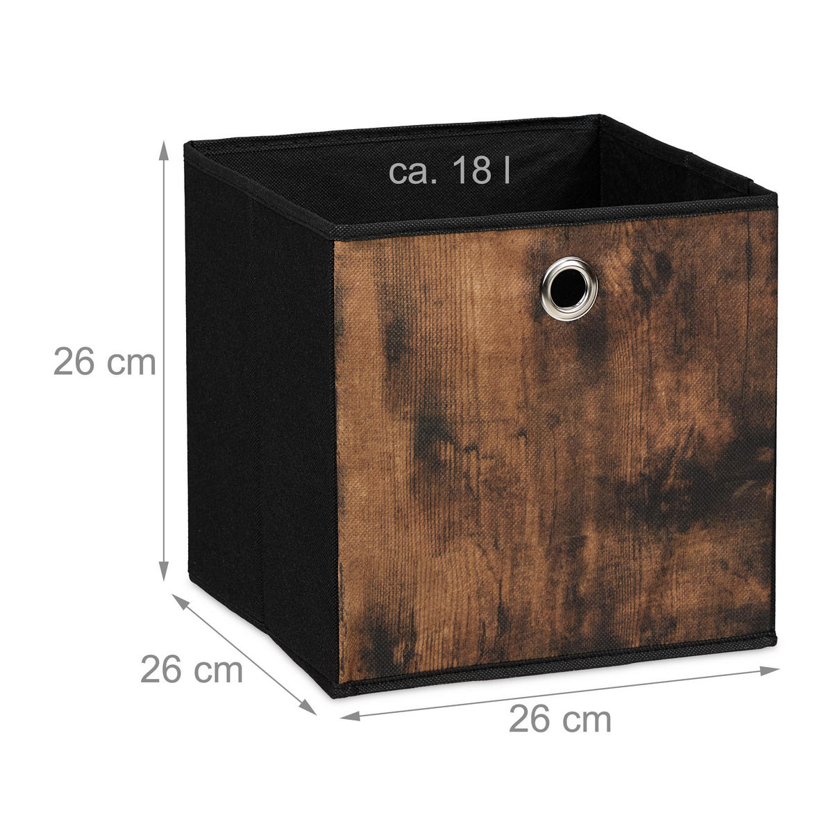 6XAUFBEWAHRUNGSBOX - Schwarz, Wellpappe/Kunststoff (26/26/26cm) - Relaxdays