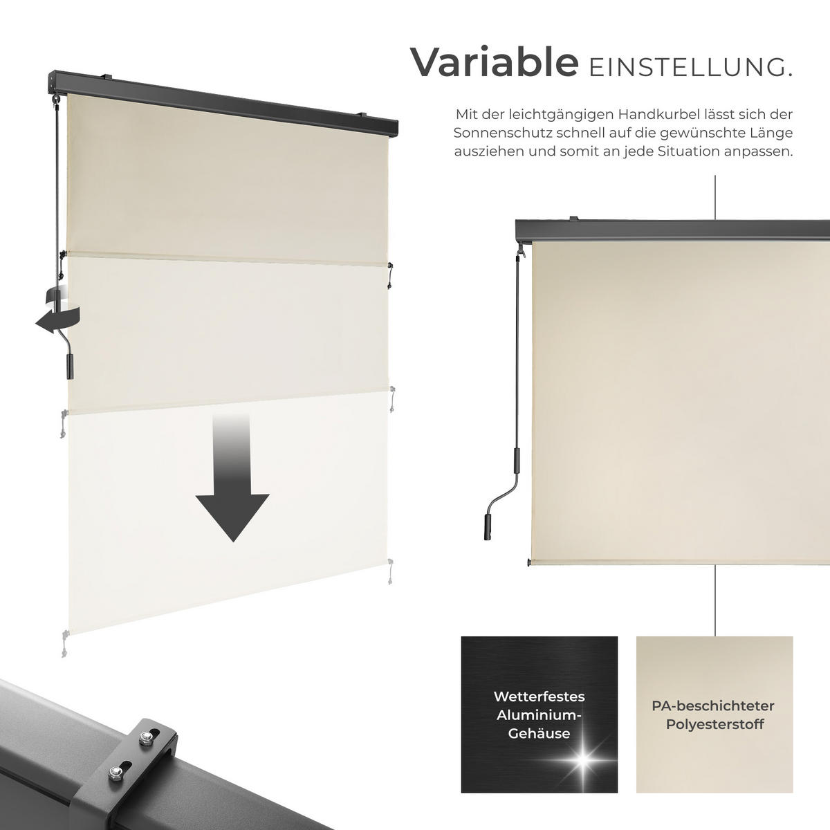 SENKRECHTMARKISE Eloise, inkl. Wandhaltern, beige - Beige, Textil (140/250cm) - tectake