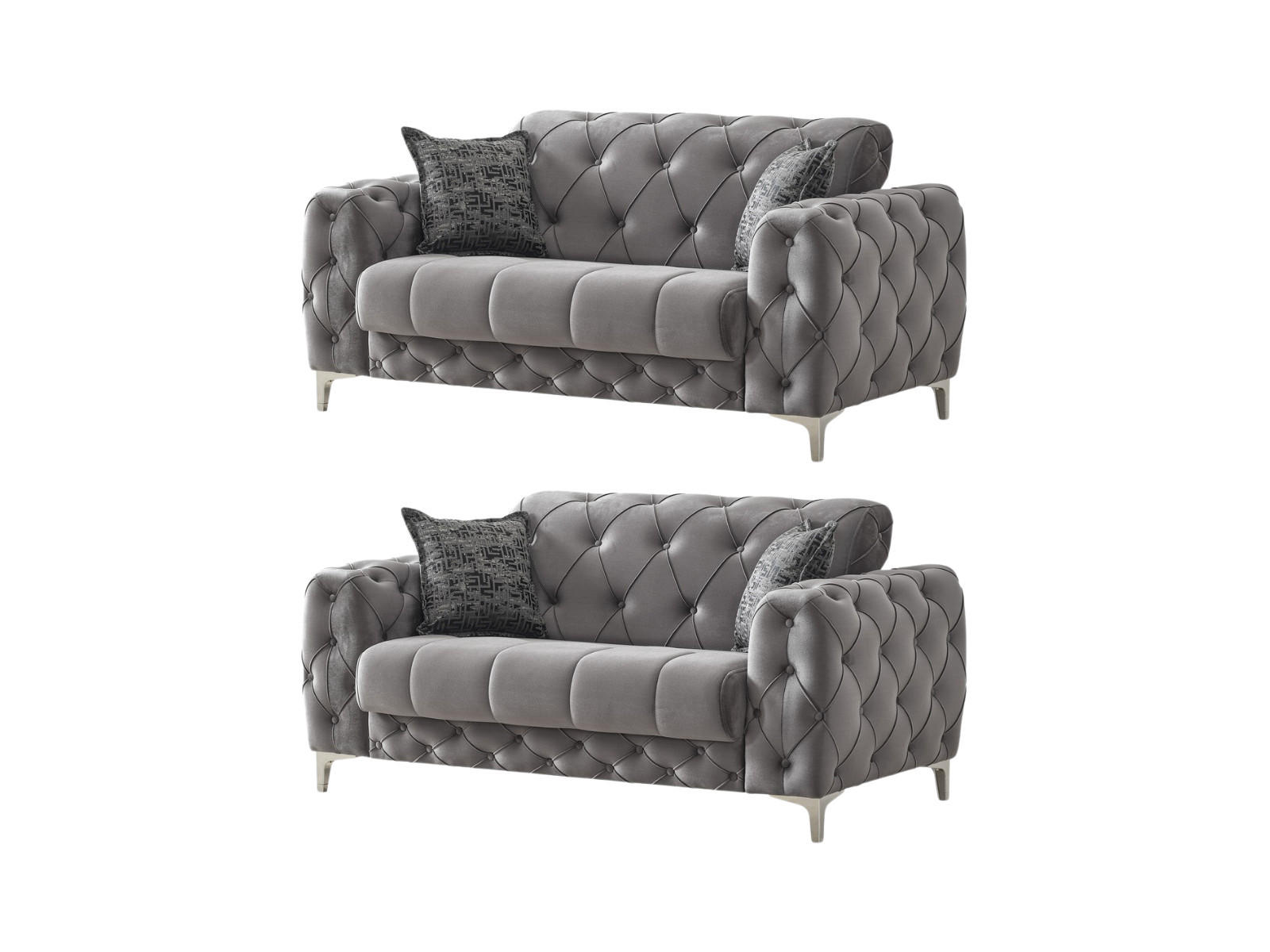 SITZGARNITUR Acelya, Grau Stellvariante 2+2 - Grau, Holzwerkstoff/Kunststoff (180/80/100cm)