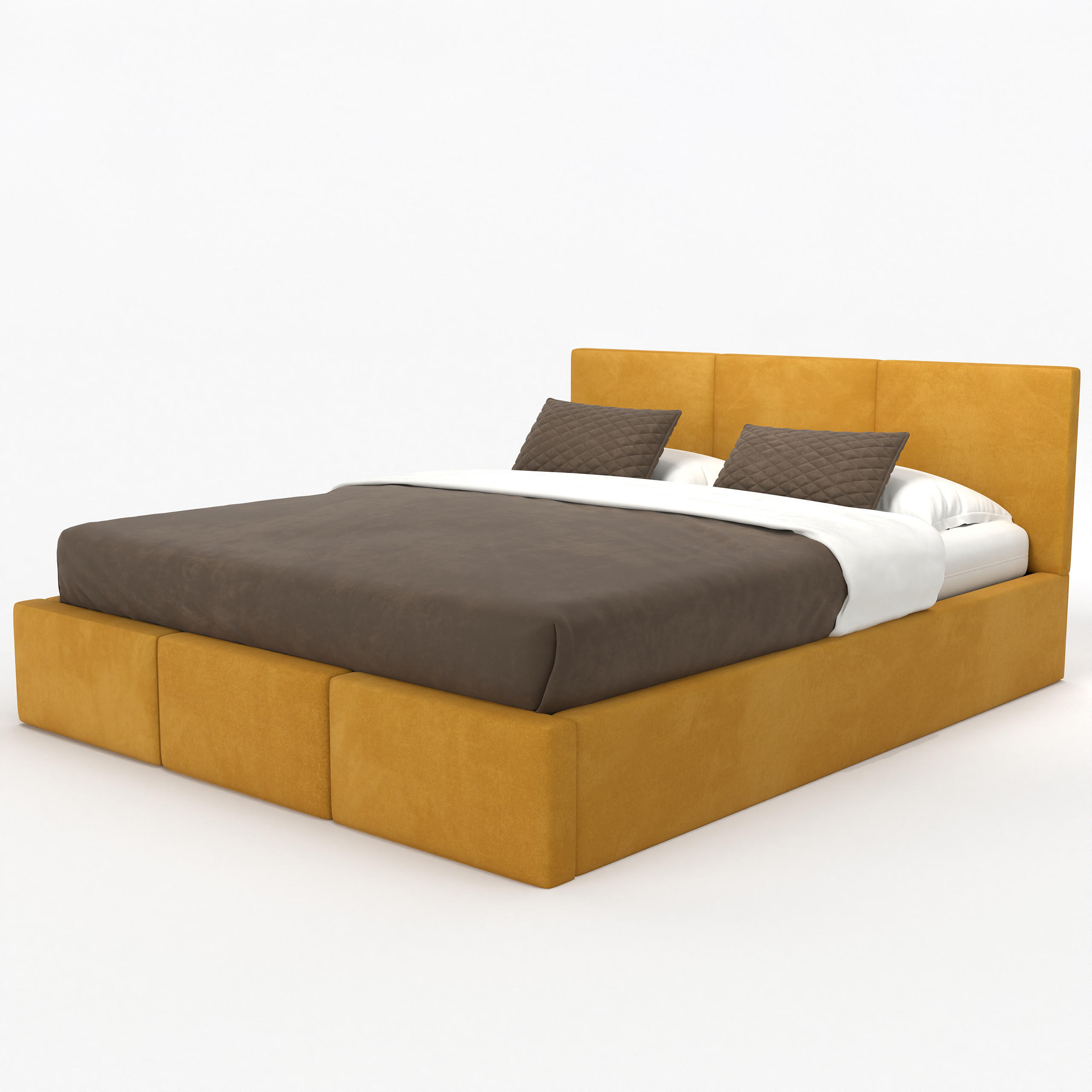 POLSTERBETT mit Stauraum Gelb 120x200cm Kopfteil 110cm - Gelb, Holzwerkstoff/Textil (120/200cm) - Muralo