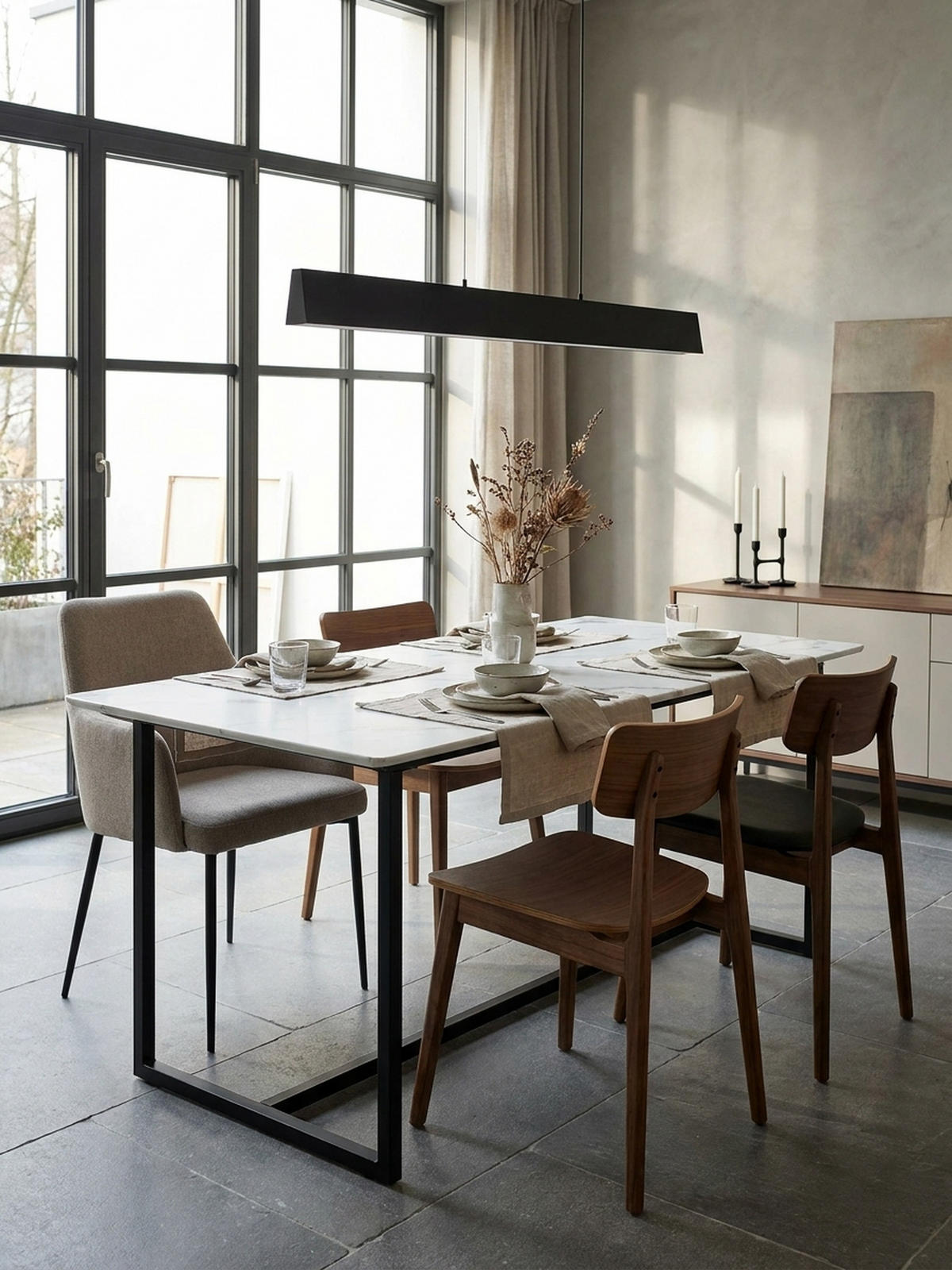 ESSTISCH Marmoroptik Metall Rechteckig Modern Klein, Weiß 160x80x76 cm - Schwarz/Weiß, Holzwerkstoff/Metall (80/160/76cm) - KADIMA DESIGN