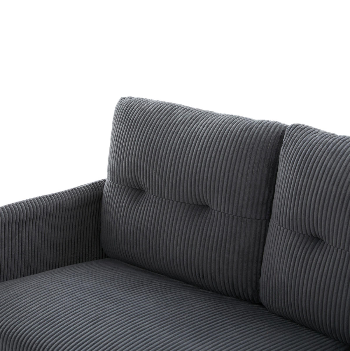SOFA Dreisitzer mit Seitentasche 171 x 72 x 80 cm Cord Gray - Grau, Textil (171/80/72cm) - IVMEU