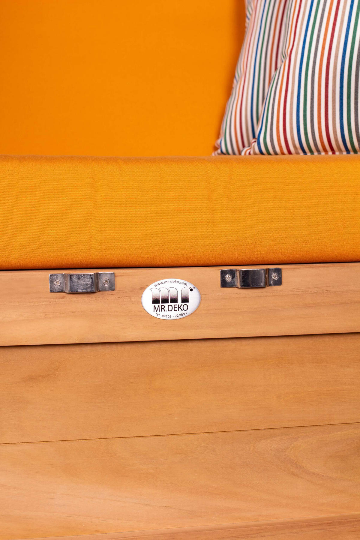 STRANDKORB Baltikum Teak 2,5 Sitzer - Gelb/Braun, Holz/Metall (142/170/95cm) - Mr. Deko