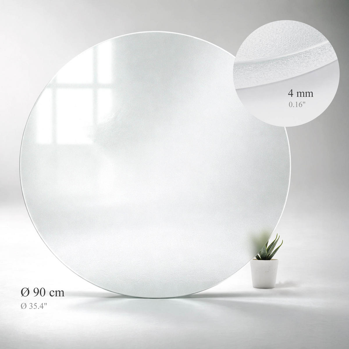 TISCHPLATTE Ø90 cm milchglas - Transparent, Glas (90/90/0.4cm) - TULUP