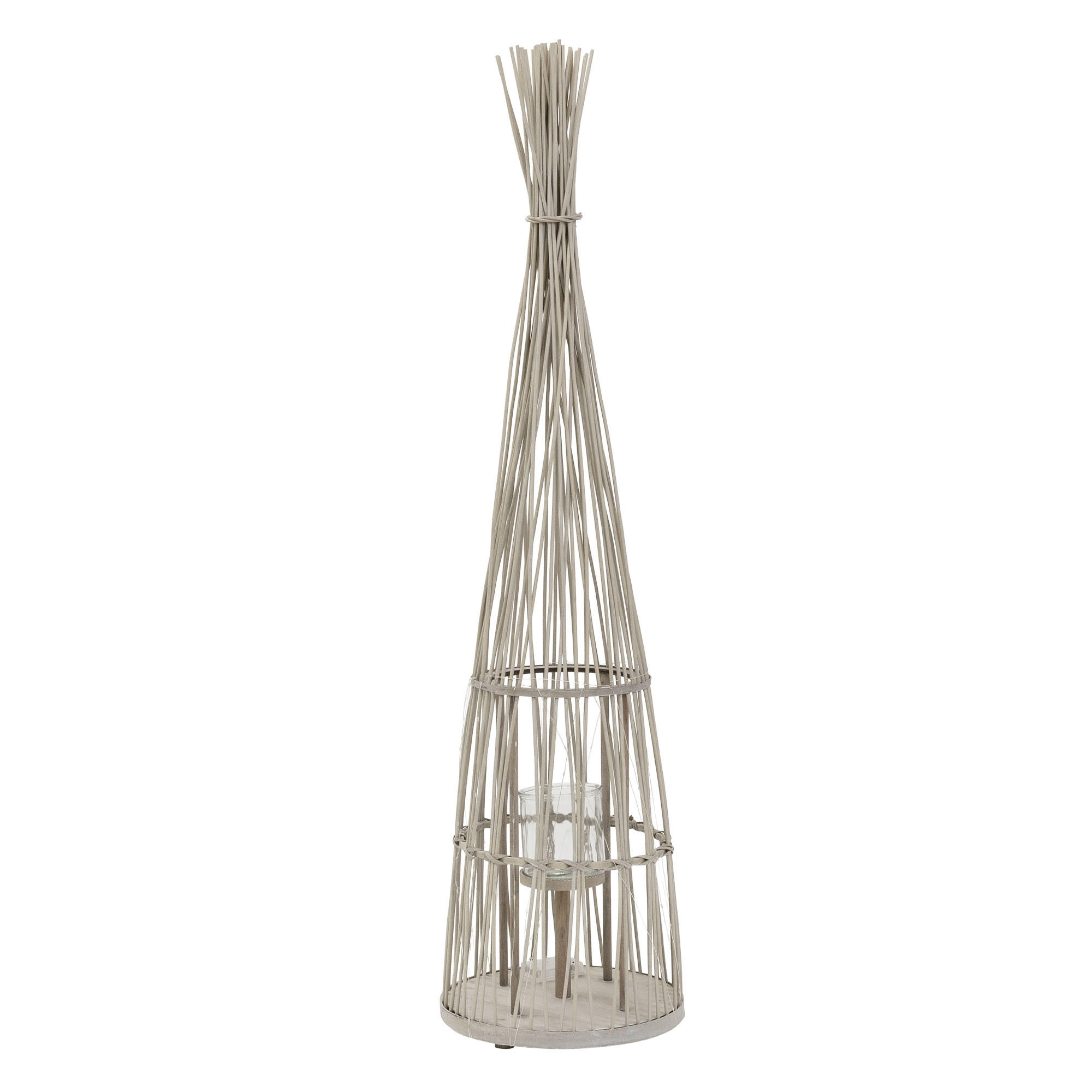 ECD-Germany BAMBUSOVÁ LAMPION V: 132 cm, dřevěná barva, styl boho