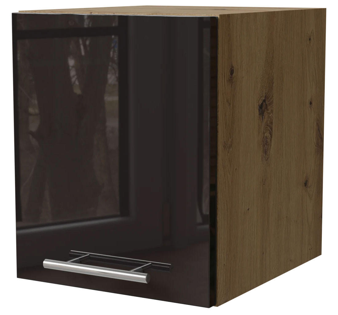 Feldmann-Wohnen Klapphängeschrank Schwarz Hochglanz, Eiche Artisan 30x32.5x36 cm