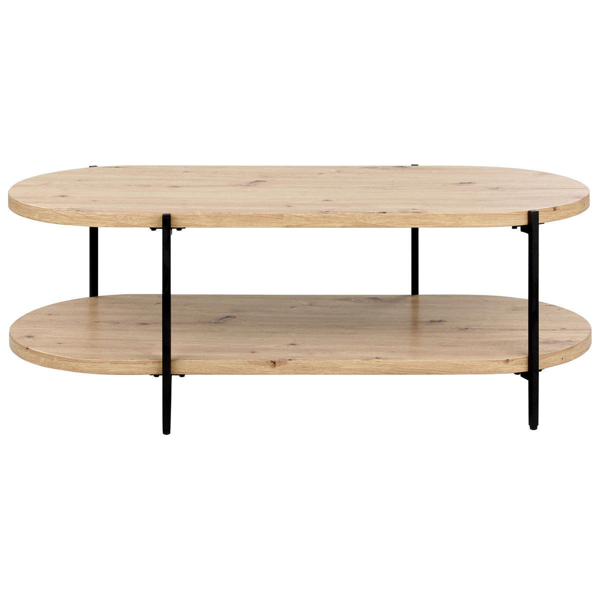COUCHTISCH heller Holzfarbton/schwarz oval 50/120 cm Balinger - Hellbraun/Schwarz, Holzwerkstoff (120/50/45cm) - Beliani