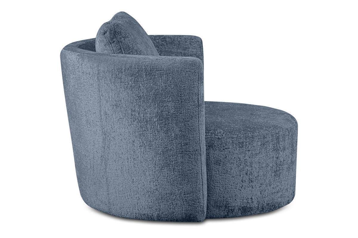 DREHSESSEL RAGGI 360° Drehfunktion mit inklusive dekorativem Kissen, Dunkelblau - Dunkelblau, Textil (92/75/94cm) - KONSIMO®
