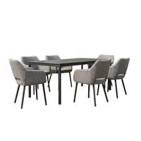 GARTEN-ESSGRUPPE AMUR 7ER SET Grau Flachgewebe, Keramik - Grau, Keramik - KAWOLA