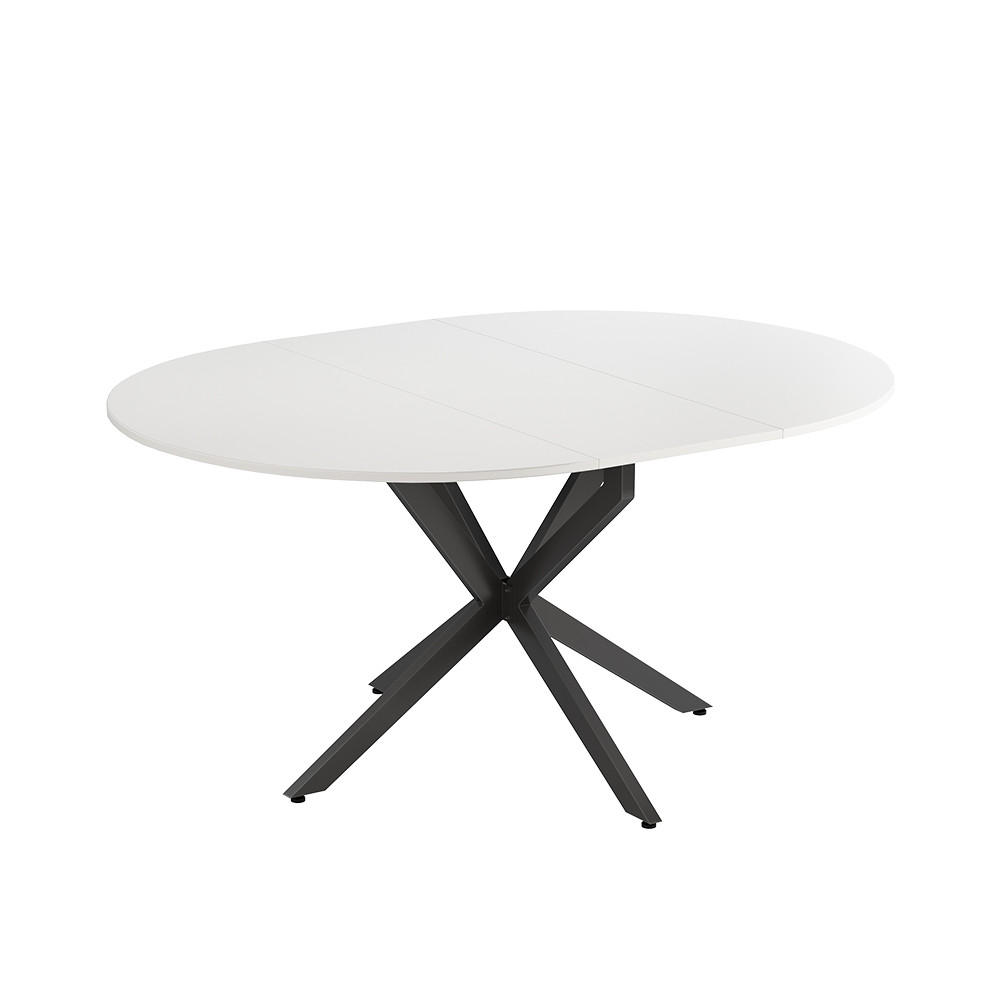 ESSTISCH Loyd Weiß/Schwarz 120 x 76.5 cm ausziehbar - Schwarz/Weiß, Holzwerkstoff (120/120/76.5cm) - Vicco