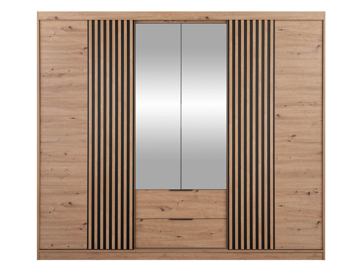 KLEIDERSCHRANK Majorka 250 - Schwarz/Eiche Artisan, Holzwerkstoff/Kunststoff (250/213/60cm) - MIRJAN24