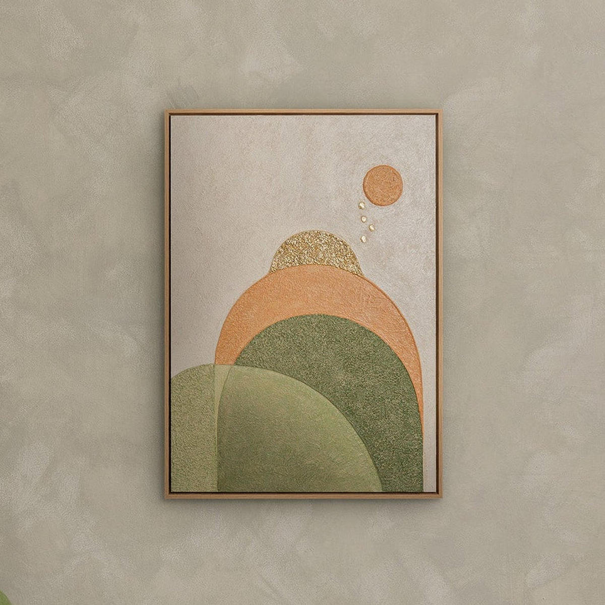 GEMÄLDE Stille Sphäre Schattenfugenrahmen Eichefarben 70x50 cm - Eichefarben, Holz (70/50cm) - YS-art gallery
