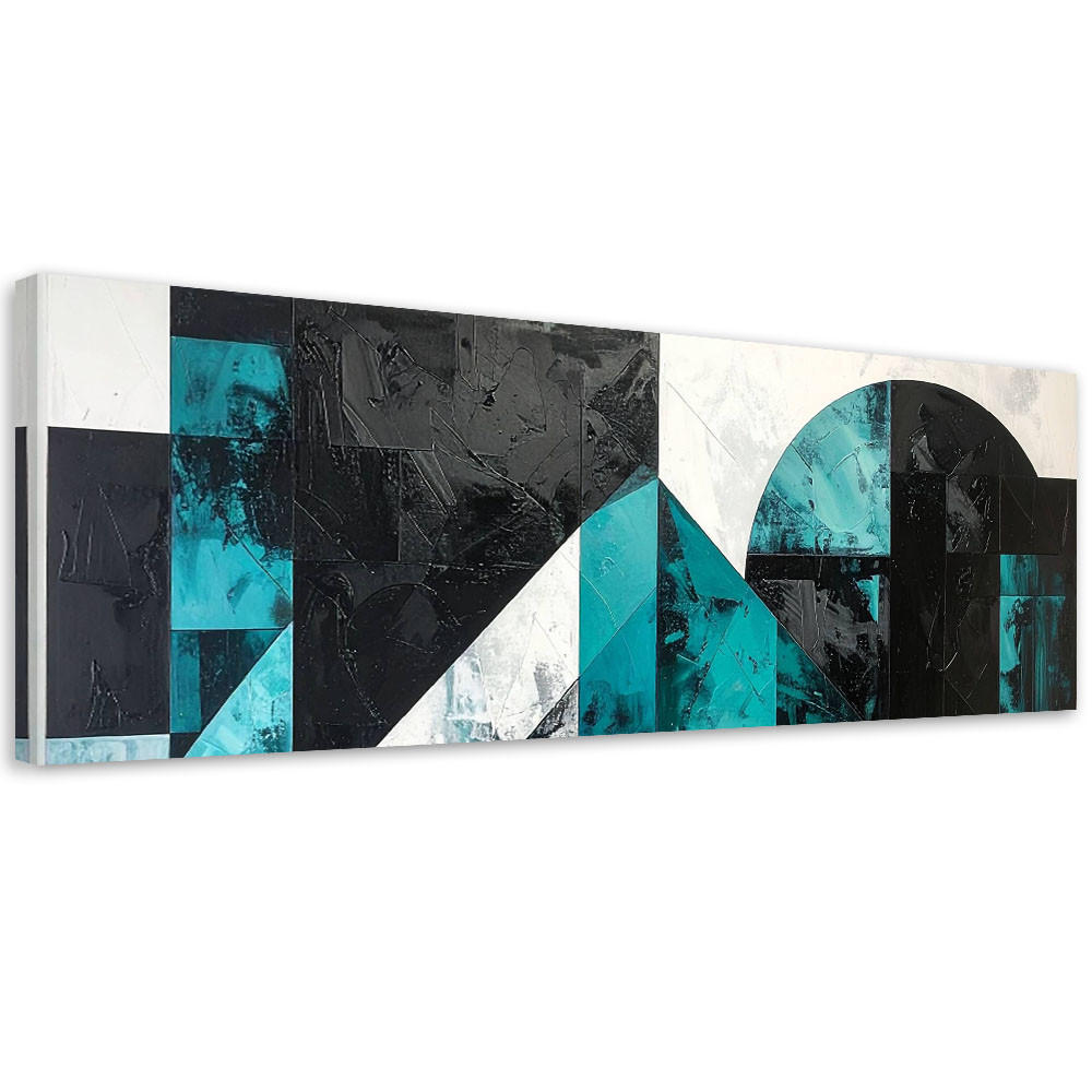 LEINWANDBILD 3D und geometrisch 150x50cm - Türkis, Textil (150/50cm) - Feeby