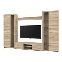 WOHNWAND Spacoro XL Sonoma Eiche 300/190/40 cm Viel Stauraum ohne LED - Beige, Holzwerkstoff/Kunststoff (300/190/40cm) - AX Living