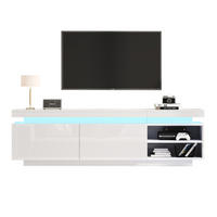 LOWBOARD 170/35/50 cm aus Spanplatte mit LED-Beleuchtung und Hochglanzfront Weiß - Weiß, Holzwerkstoff (170/50/35cm) - Modenvie