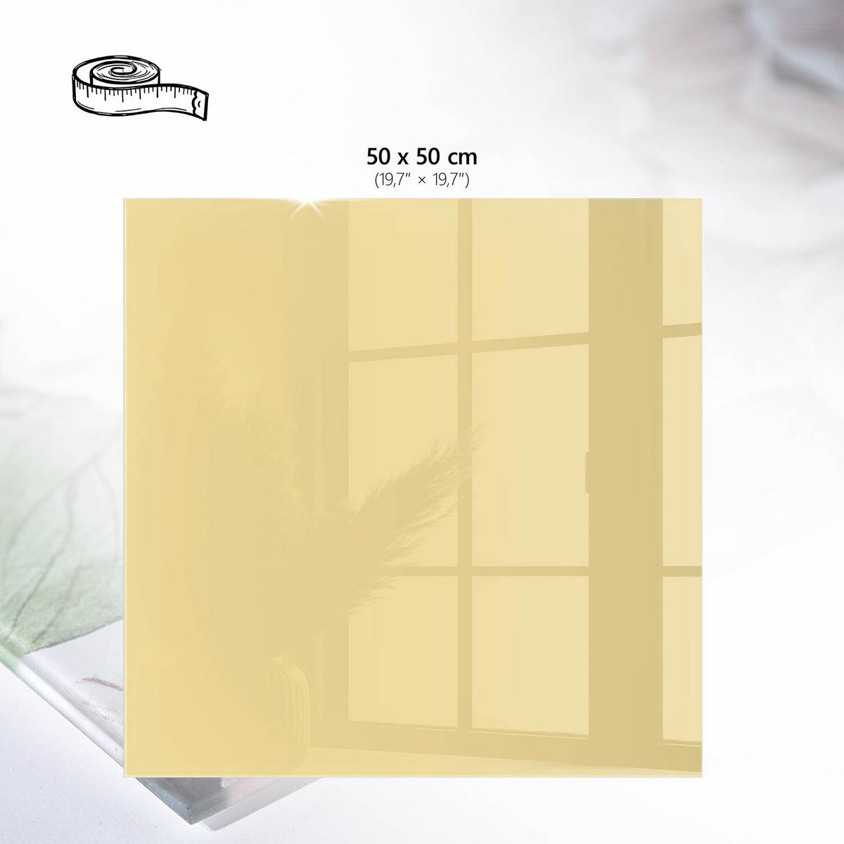 TISCHPLATTE 50x50 cm – Cremefarbenes Gelb - Grün, Glas (50/50/0.4cm) - Wallfluent