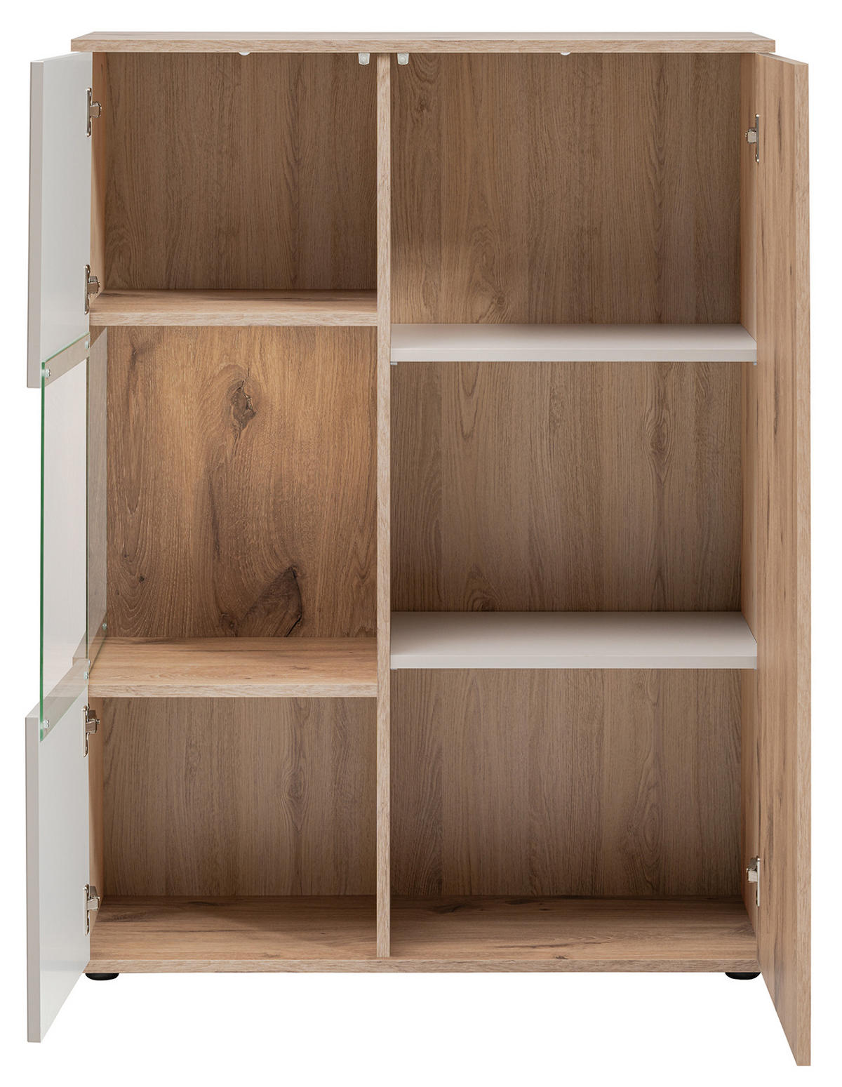 VITRINE Eiche, Kaschmir 90 x 120 cm, Highboard inklusive LED-Beleuchtung - Kaschmir/Eichefarben, Glas/Holzwerkstoff (90/40/120cm) - Inn.Furn