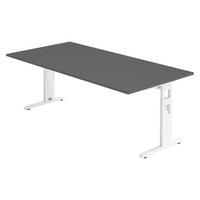 SCHREIBTISCH Serie-O 100/200/74 cm in Graphitfarben/Weiß - Graphitfarben/Weiß, Holzwerkstoff (100/200/74cm) - bümö