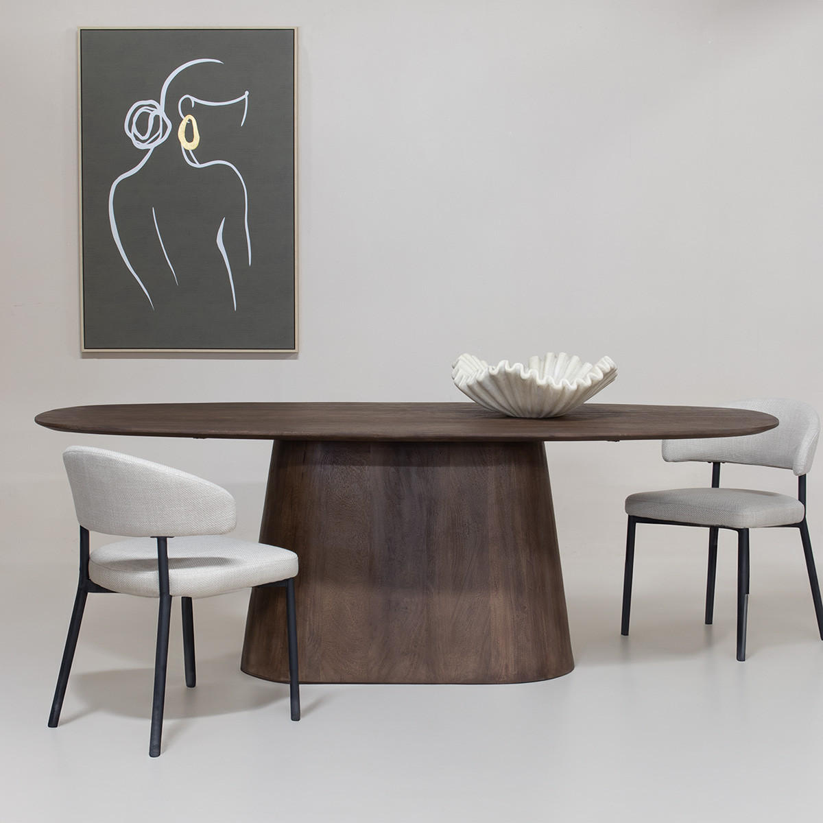 ESSTISCH Dänisch Oval Walnuss - 160x100x76cm - Stijn - Dunkelbraun, Holz (160/100/76cm) - Giga Meubel