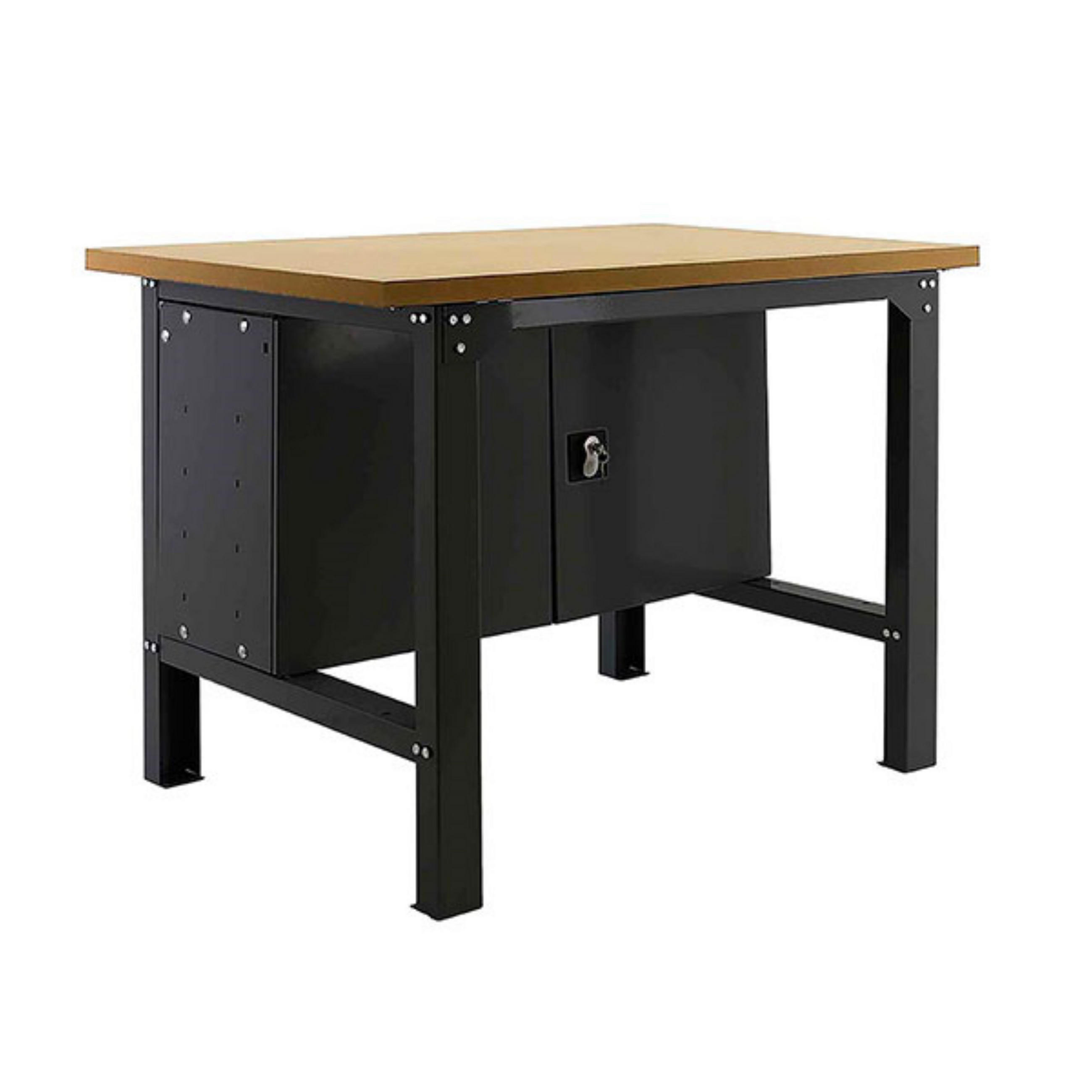 WERKBANK BUFFALO WOOD mit Schrank | HxBxT 87x120x75cm | Traglast 600kg | Anthrazit - Anthrazit, Metall (120/87/75cm) - PROREGAL