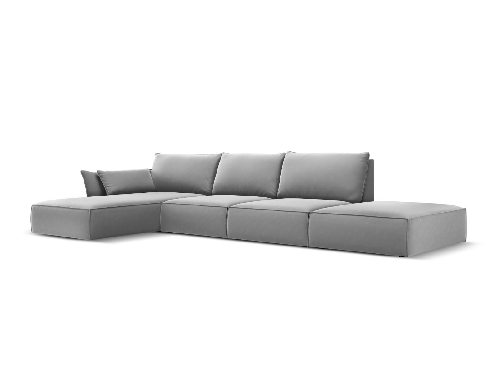 ECKSOFA links Kaelle aus Samt grau 5 Sitzplätze - Grau, Textil (171/364cm) - Micadoni