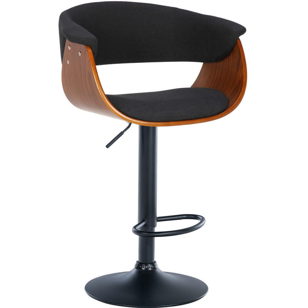 Thumbnail - CLP Barhocker, Schwarz, Walnuss, Textil, 60x90x51 cm, Esszimmer, Barmöbel, Barhocker