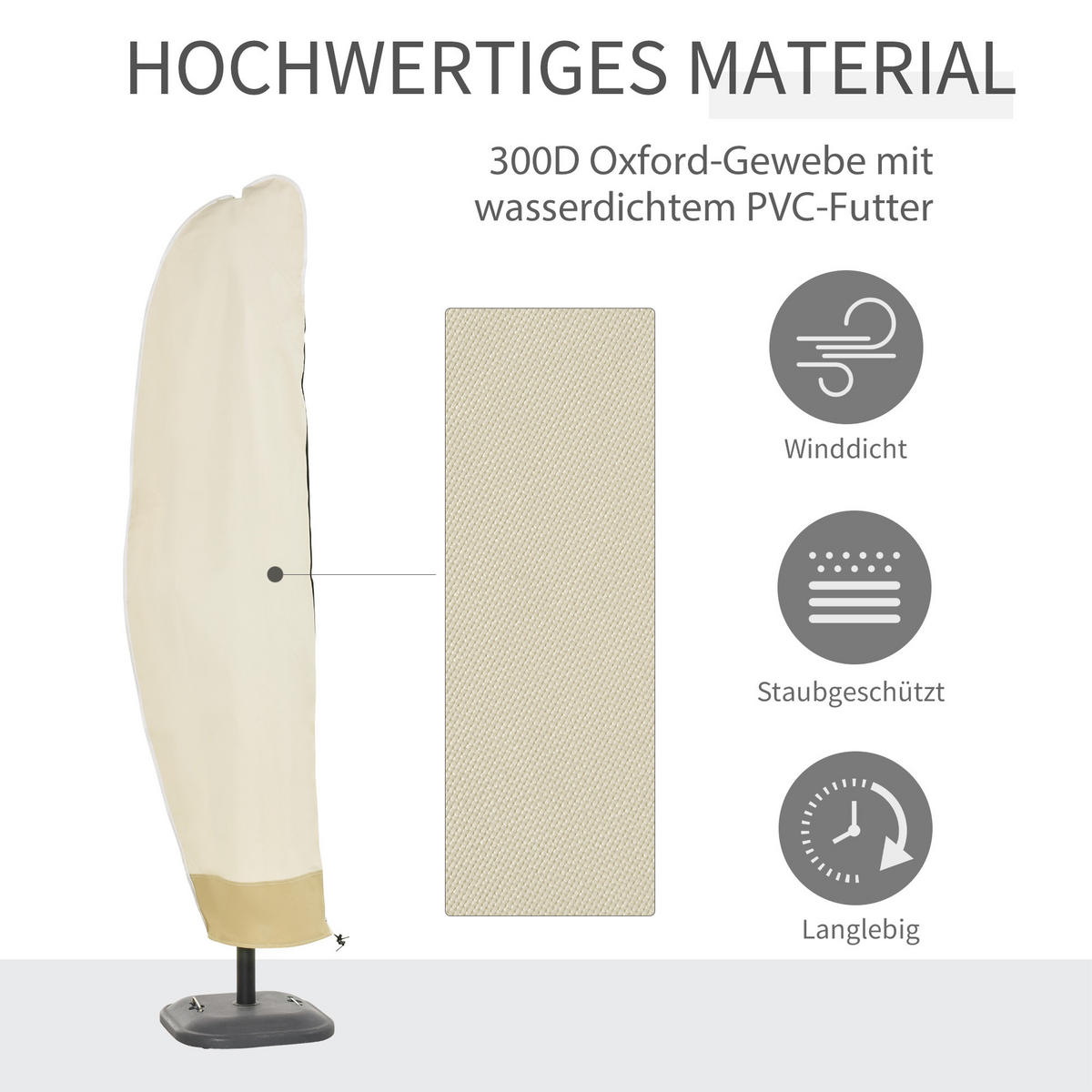 SCHUTZHÜLLE, Oxford mit kunststoff-Beschichtung, Beige + Kaffeebraun - Multicolor, Kunststoff (56/220/56cm) - Outsunny